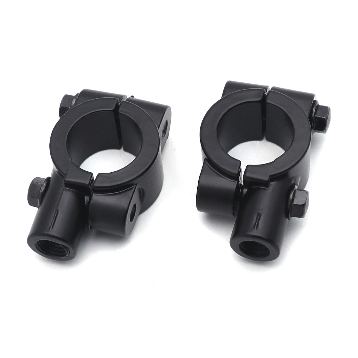 Black 1" 25mm Motorcycle HandleBar 10mm Mirror Thread Mount Holder Clamp Adaptor