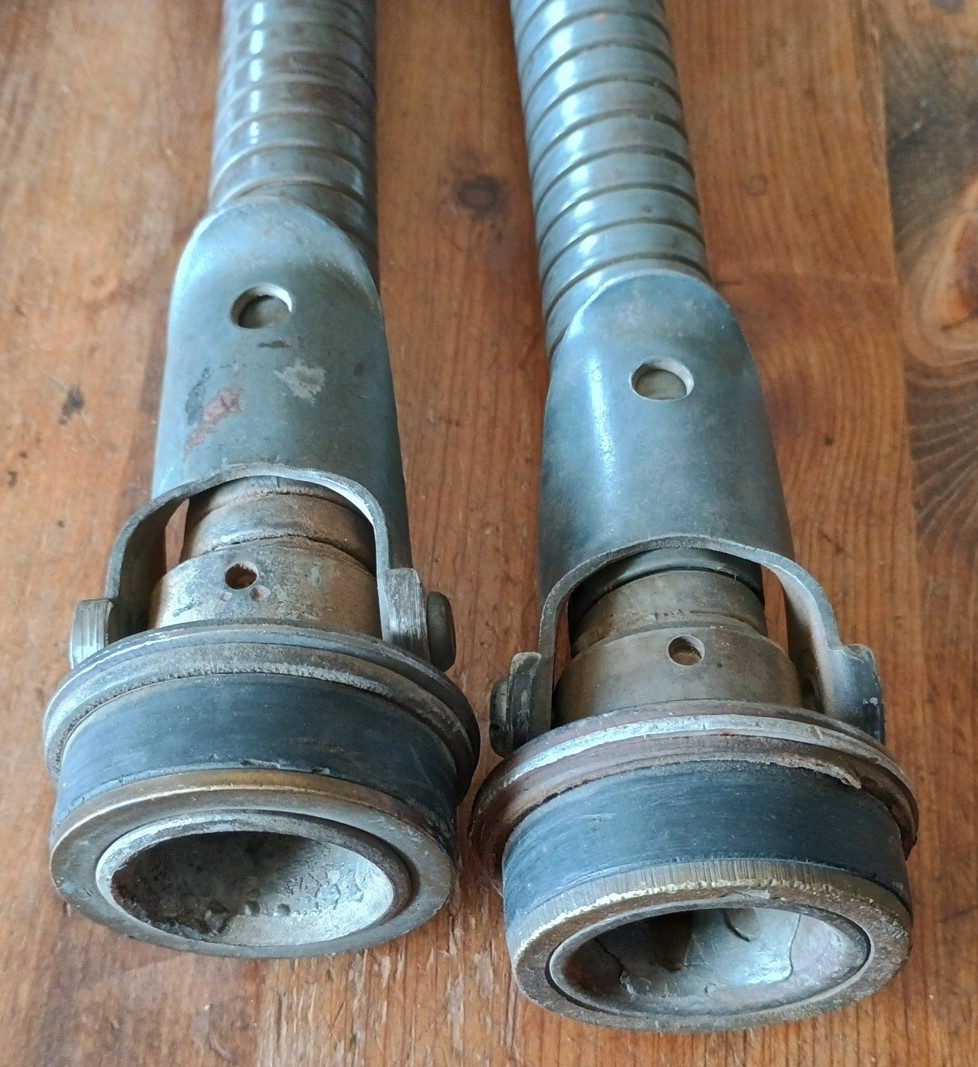 Lot of 2 Vintage Jerry Gas Can Flex Nozzle Spout w/ Screen Cap US Military Clamp