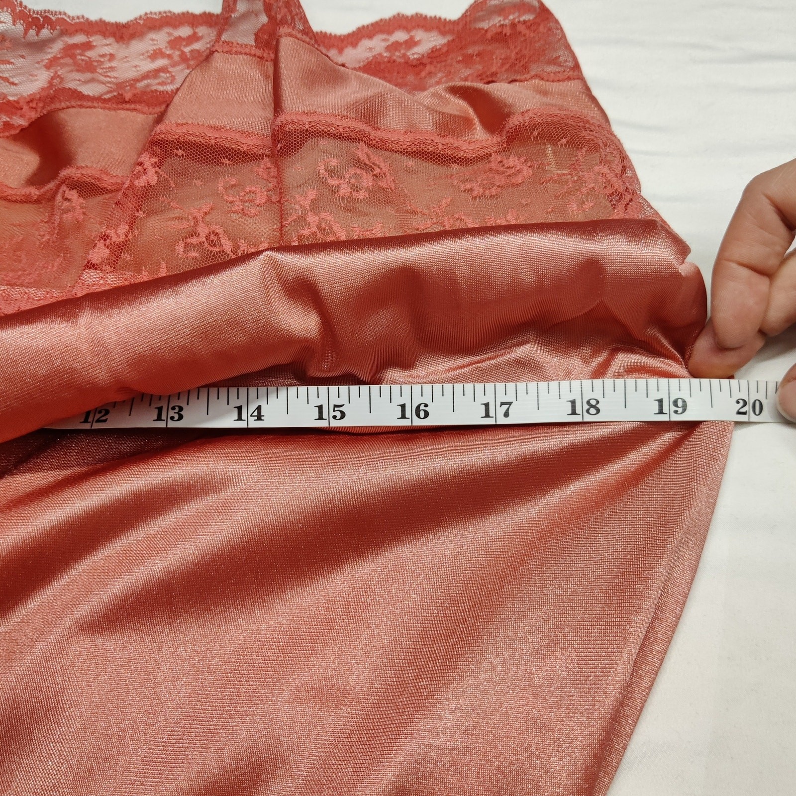 Vtg Union Made Lace Nylon Maxi Slip Dress Large Peachy Pink Fairy Coquette Girl