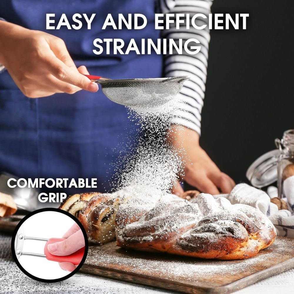 Premium Stainless Steel Fine Mesh Strainer Set of 3 – Kitchen Sieves