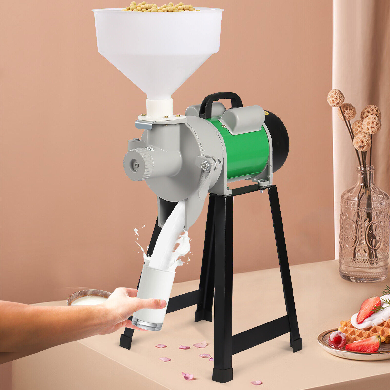 Electric Grinder Mill Grain Corn Wheat Feed/Flour Dry Wet Cereal Machine +Funnel