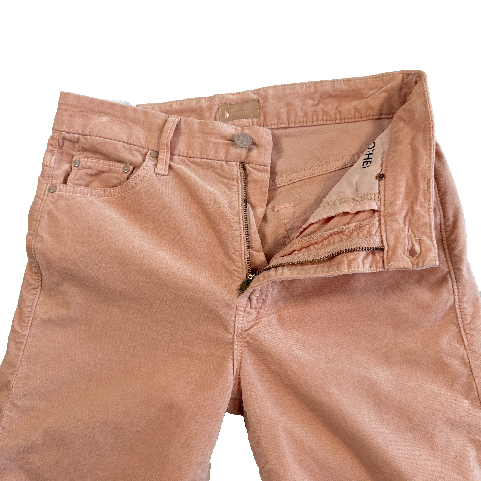 Mother High Waisted Looker Lipstick and Other Stories Pink Velvet Jeans Sz 27