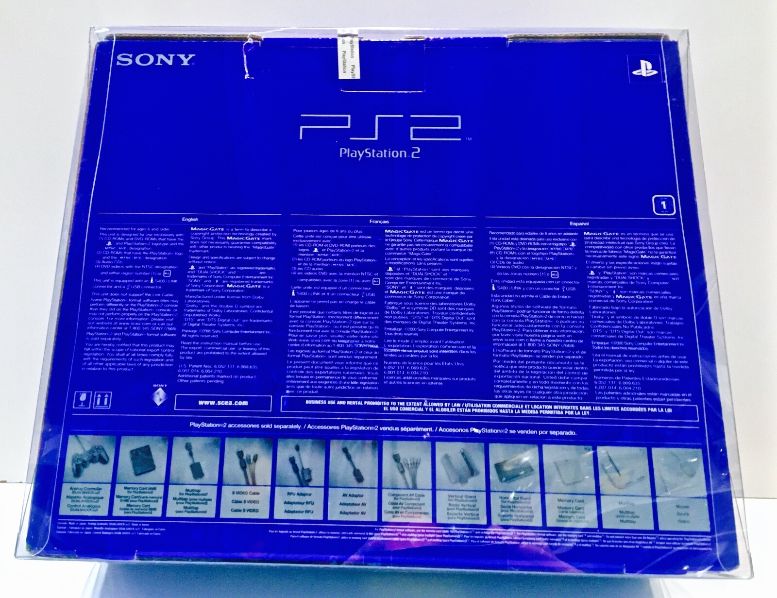 1 Console Box Protector For PLAYSTATION 2 PS2 FAT Blue Box Size Display Case
