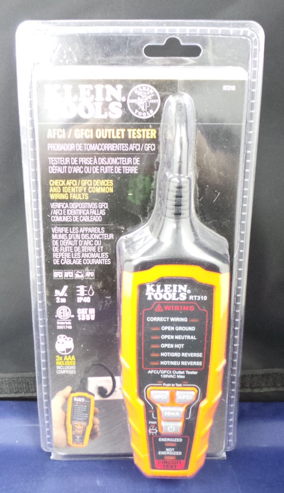 Klein RT310 Digital AFCI / GFCI Outlet Tester BRAND NEW