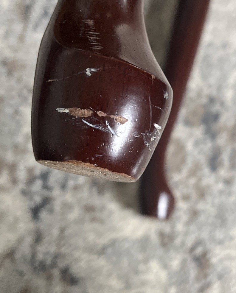 Vintage Wooden Upholstered Footstool Floral Tapestry Brown Stool