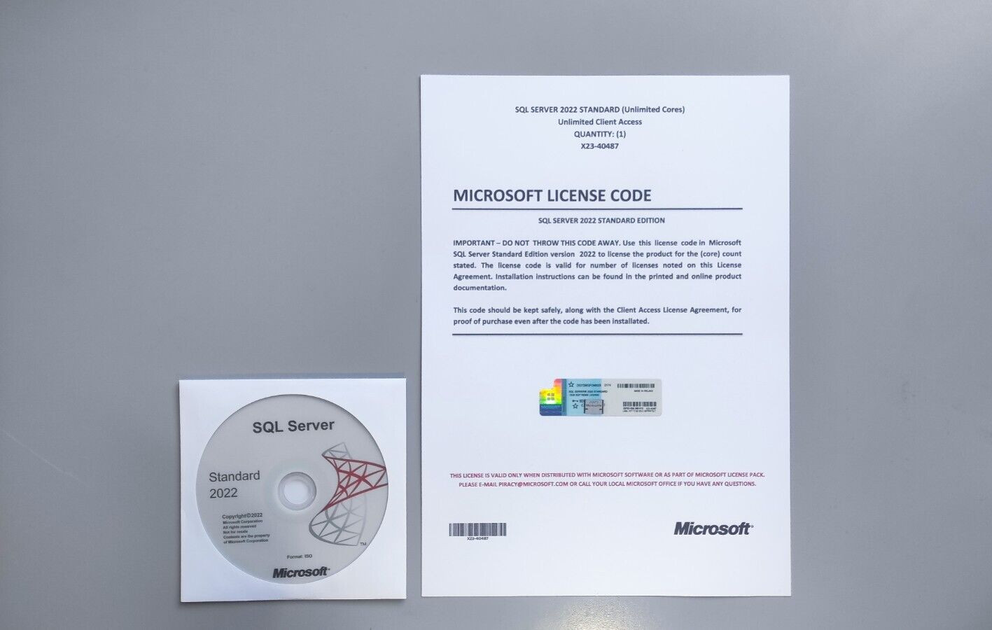 SQL Server 2022 Standard Unlimited Core & Unlimited CALs License & DVD