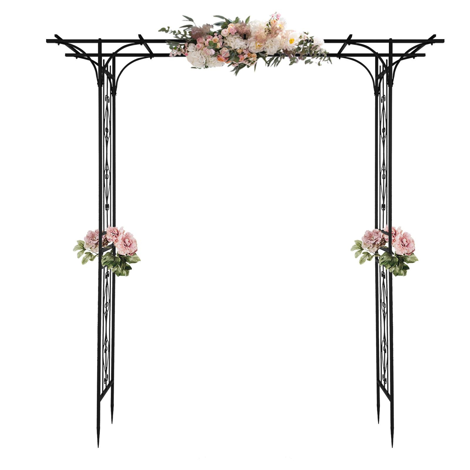 Outdoor Garden Arch Flowers Climbing Plants Trellis Metal Wedding Archway Black