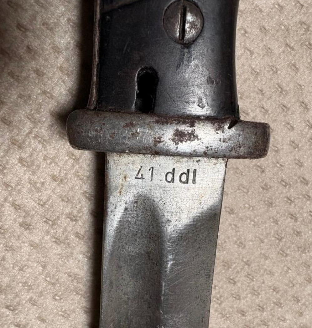 WWII German K98 Bayonet with Scabbard and Leather Frog - Original