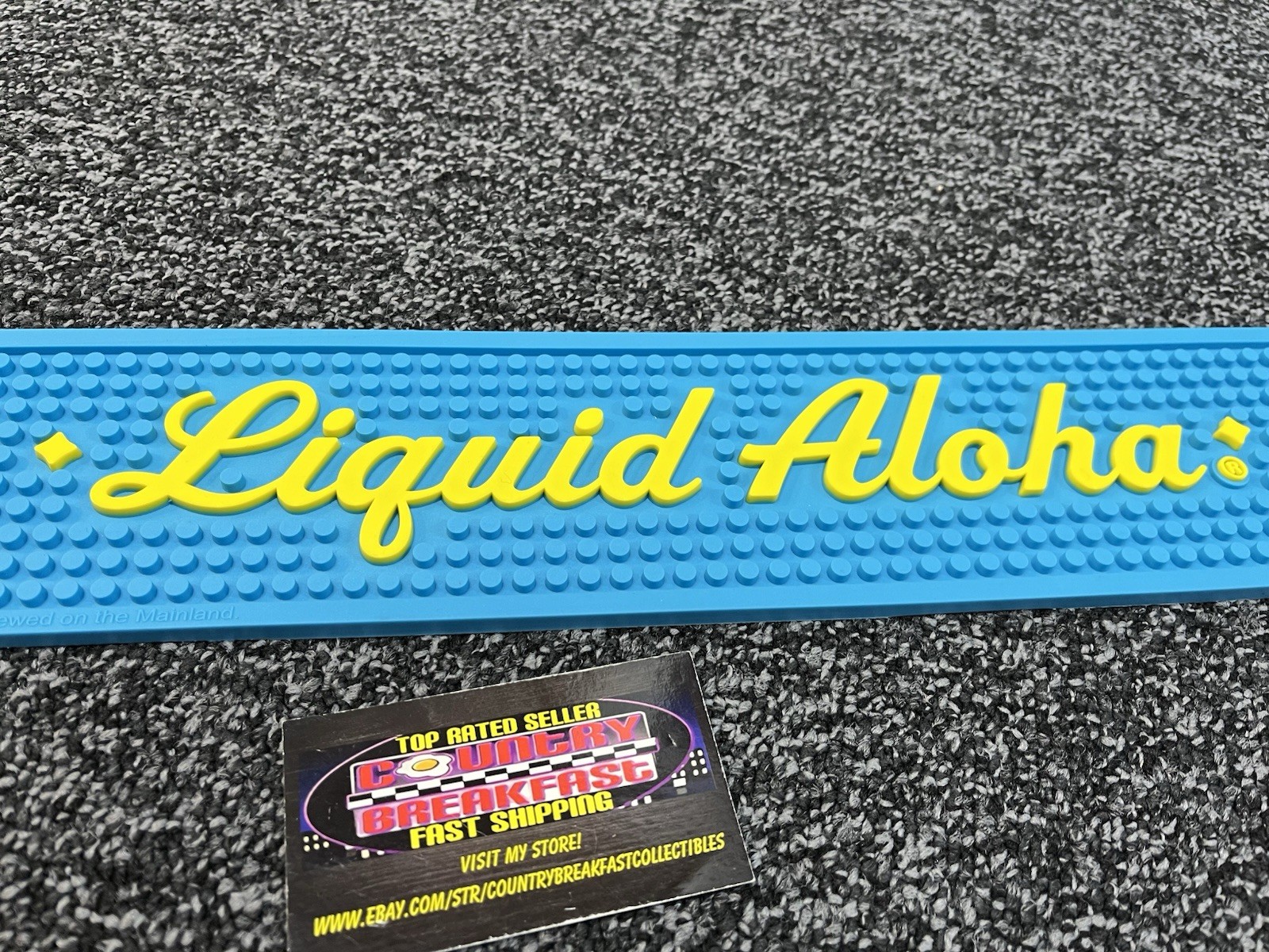 Kona Big Wave Liquid Aloha Rubber Bar Rail Spill Mats x2 - 24x3.5” - Brand New!