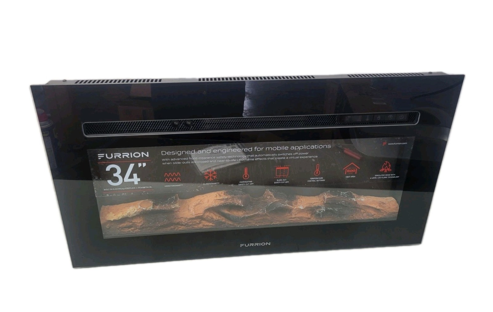 FURRION 34" Electric Fireplace With Remote FF34SW15A-BL *RV/CAMPER (NEW-IN BOX)
