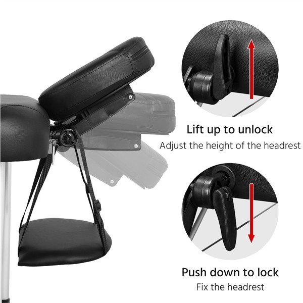 Easy Carrying 2 Fold Aluminum Massage Table Lightweight Tattoo Table, Black,Used