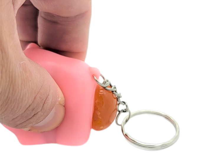 2 Pack - Naughty Squeeze Pooping Pink Pig Keychains (2") Animals Poop TURD
