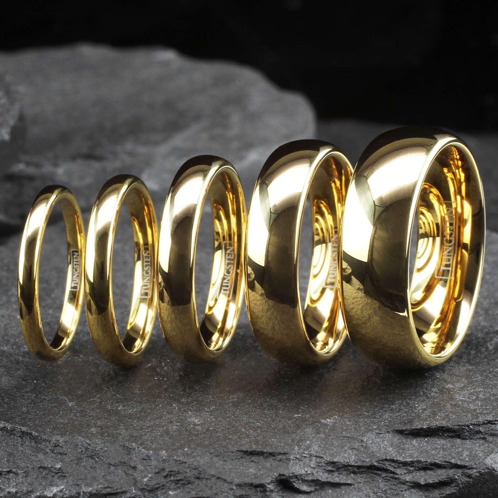 Tungsten Carbide 14K Gold Plated Polished Plain Wedding Band Ring Comfort Fit