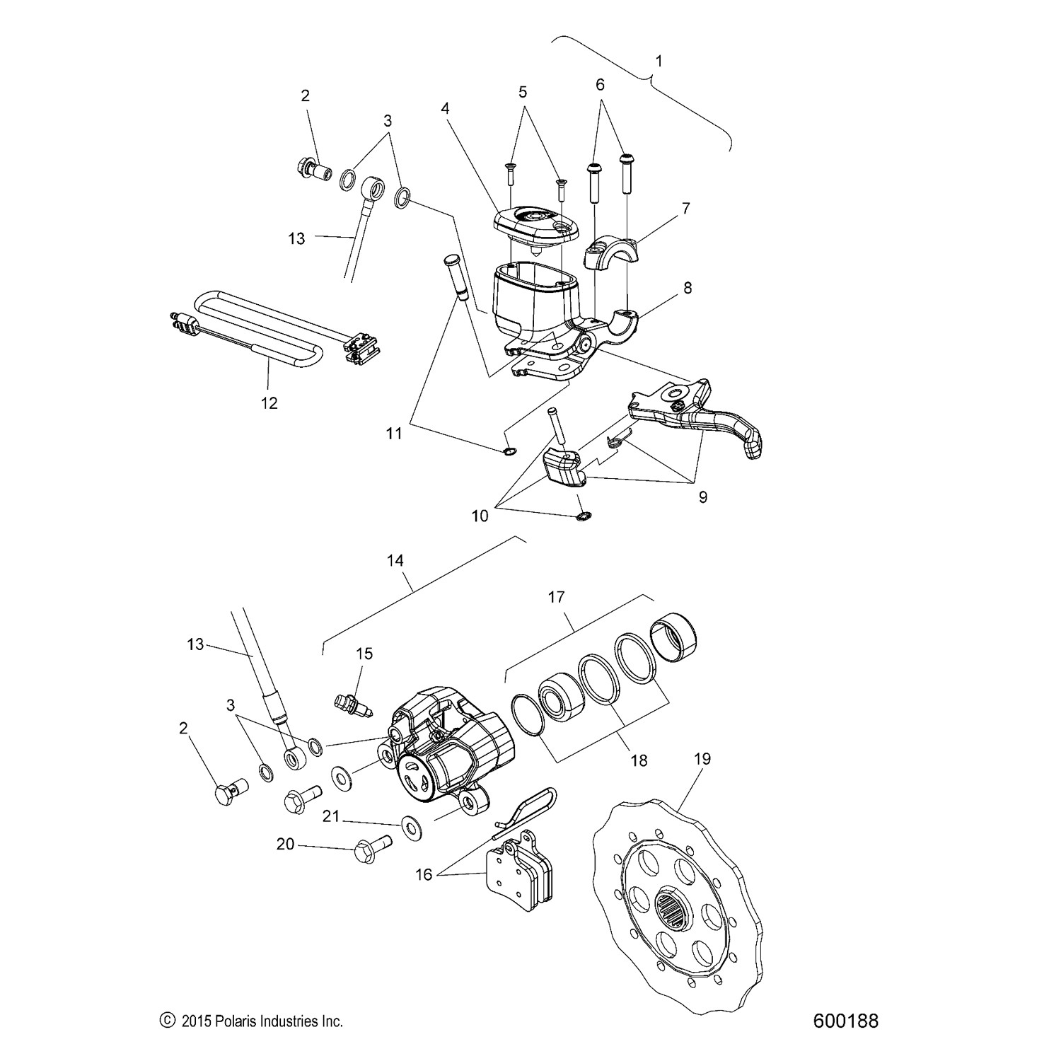 Polaris Brake Lever With Park Kit, for Snowmobile Models, Genuine OEM - 2202791