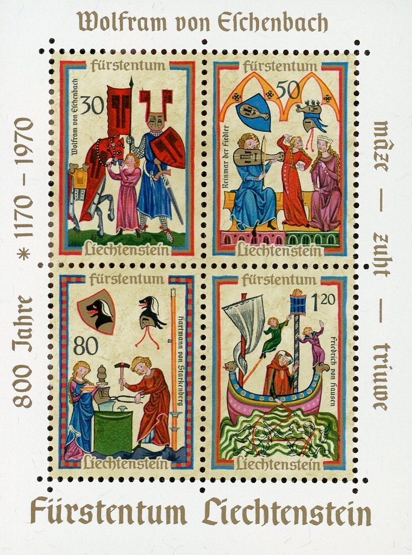 Liechtenstein 471 Souvenir Sheet Minnesingers MNH