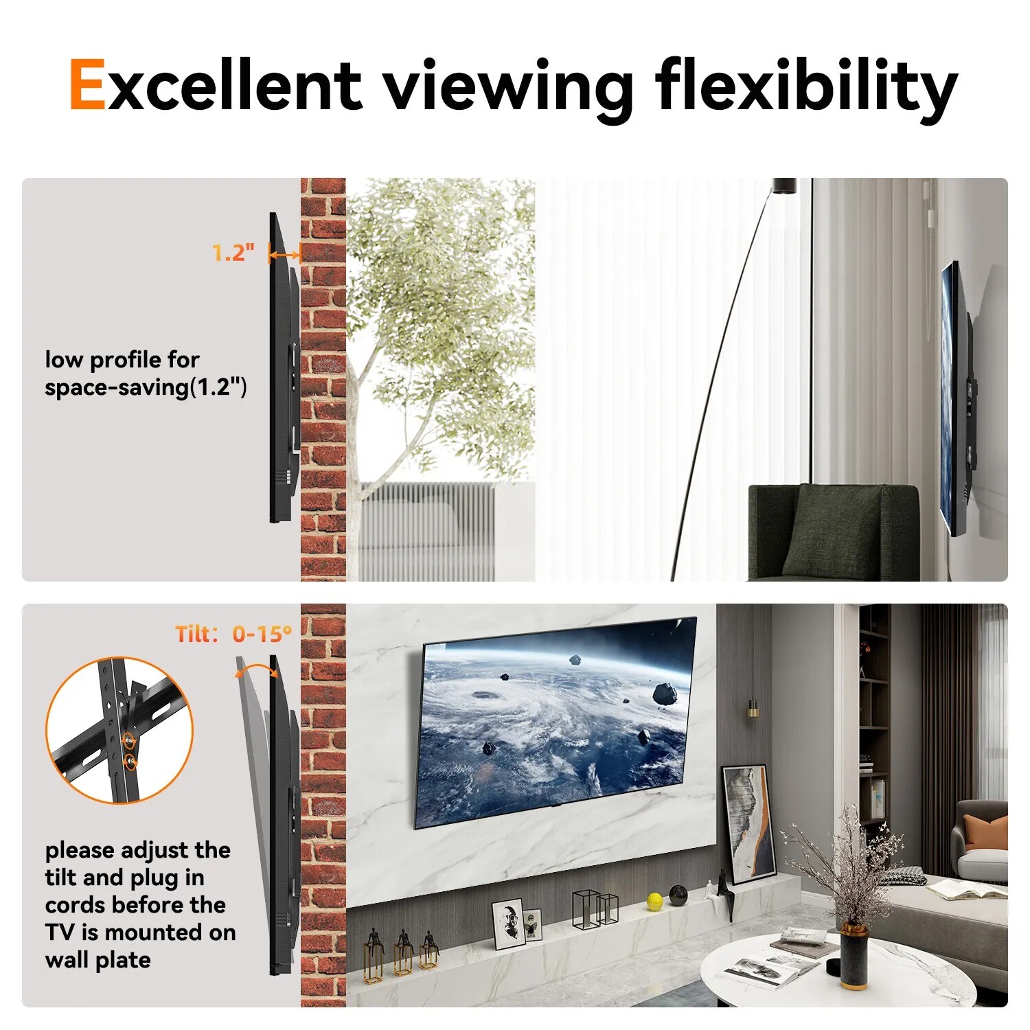 TV Wall Mount Bracket Tilt for 32 37 40 42 43 46 47 50 52 55 60 65 70inch Screen