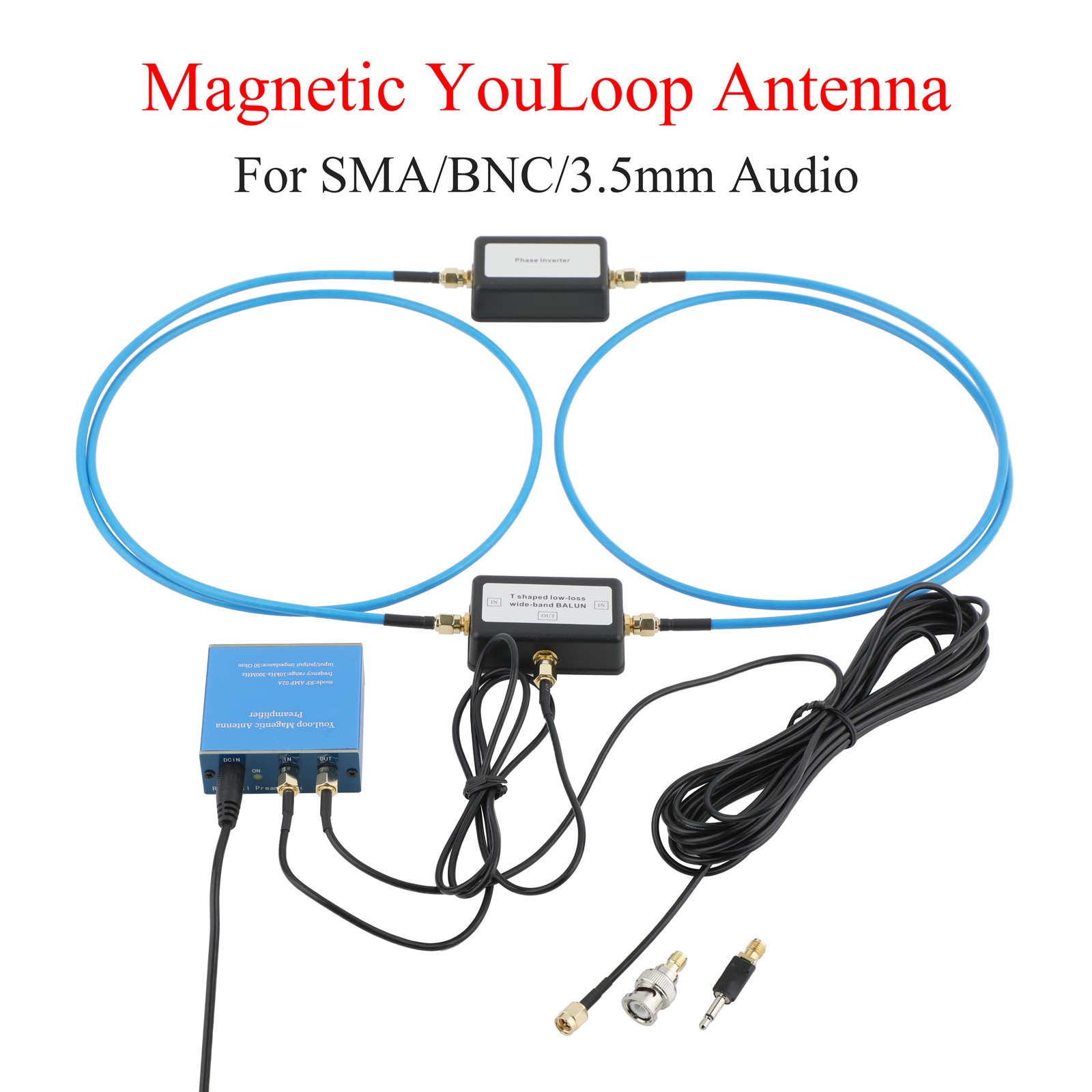 YouLoop Magnetic Loop Antenna 250mW SMA Kit Low Loss Broadband with Amplifier