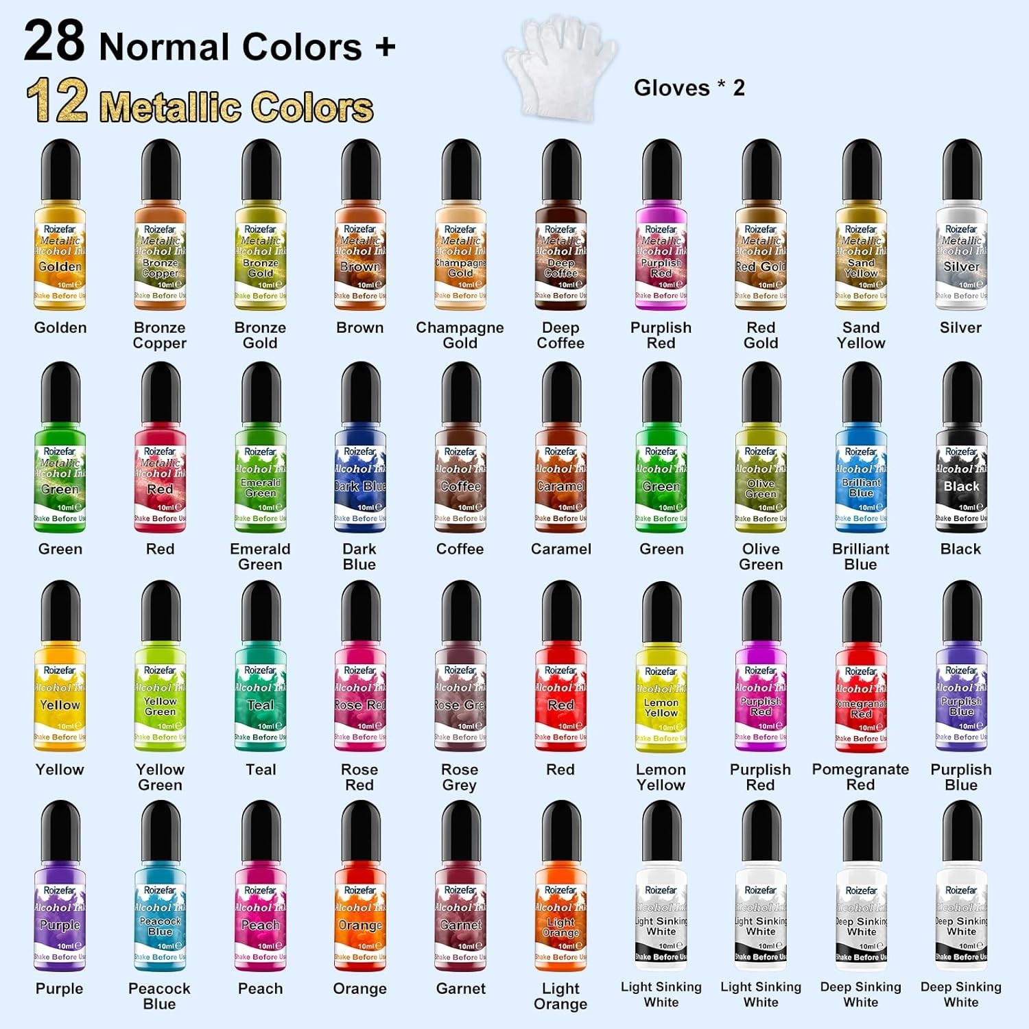 Versatile Alcohol Ink Set - 40 Vivid Colors for Exceptional Painting and Dyeing