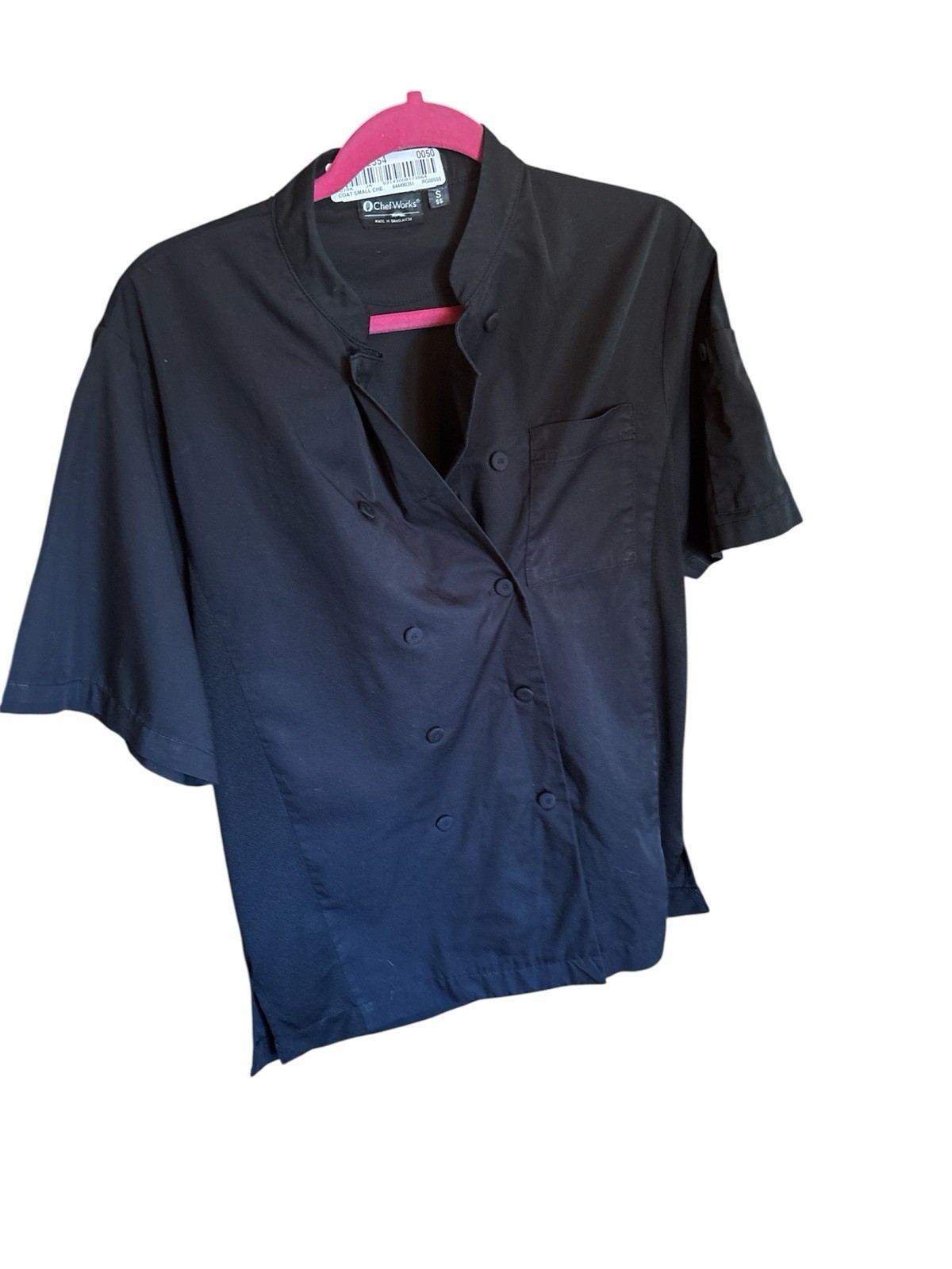 Chef Works NWOT Black Chefs Coat Small Short Sleeve Vented Side Panels