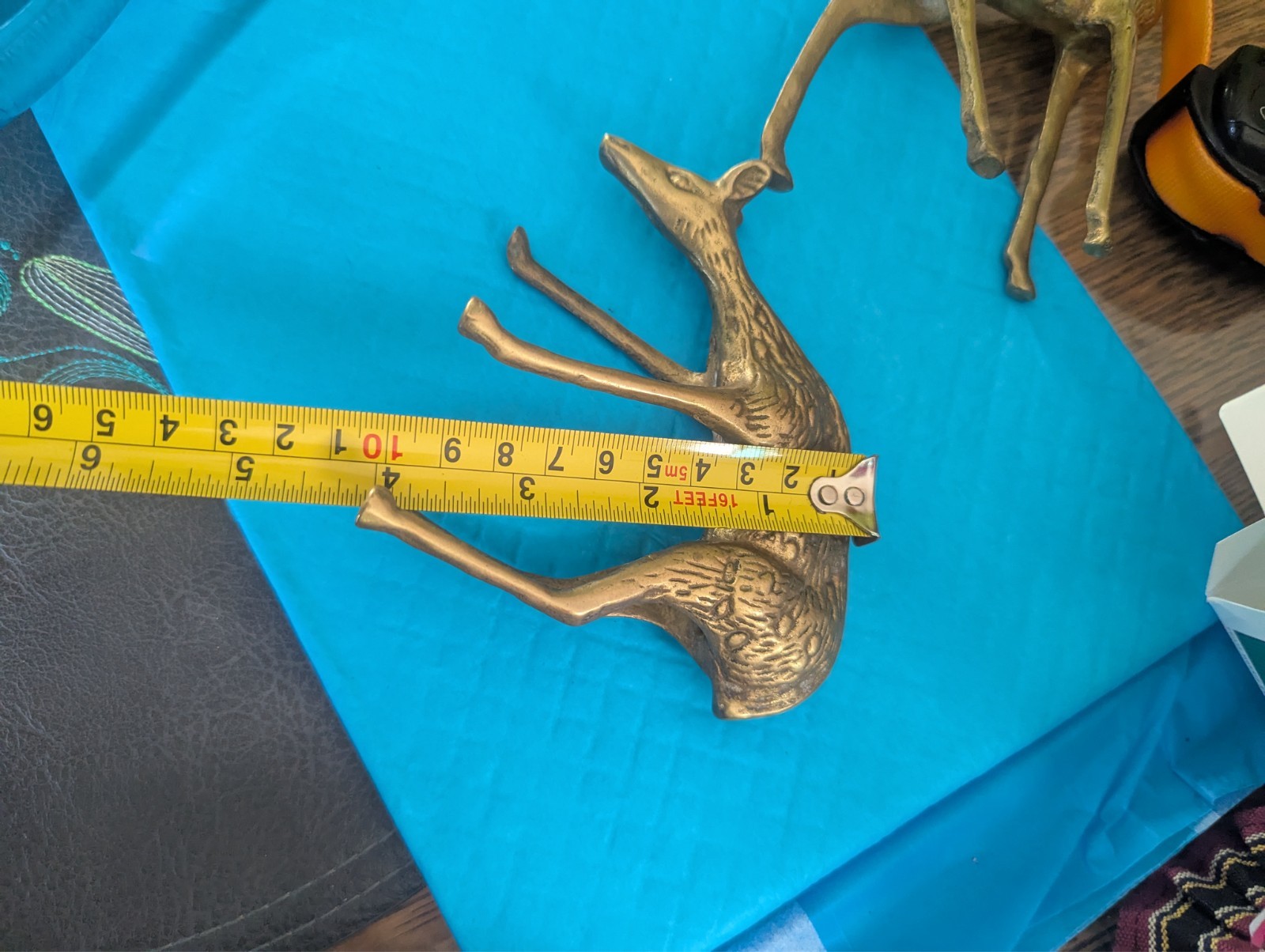 VTG Pair Brass Deer Figures Figurines Spotted Buck Doe MCM