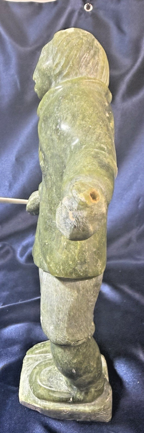 Inuit Tribal Soapstone/Serpentine Hand Carved Signed Sculpture, a Hunter Canada