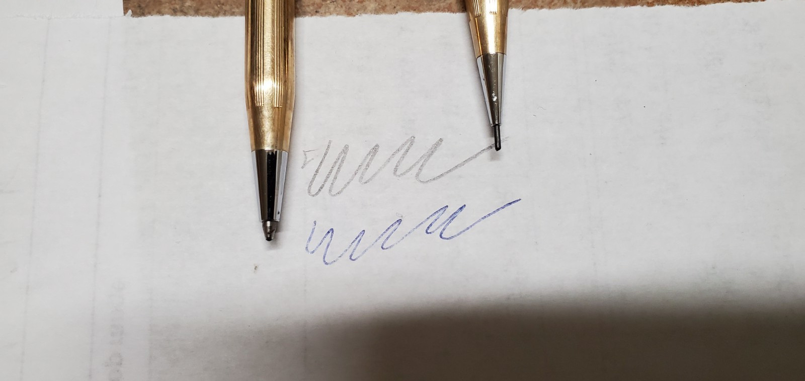 Cross 1/20 10k gold filled pen & pencil set blue ink greek border 10 year