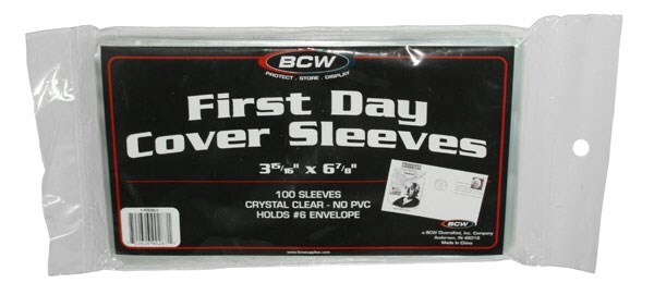 Pack of 100 BCW First Day Cover Soft Poly Sleeves 3 15/16 X 6 7/8 Archival Safe