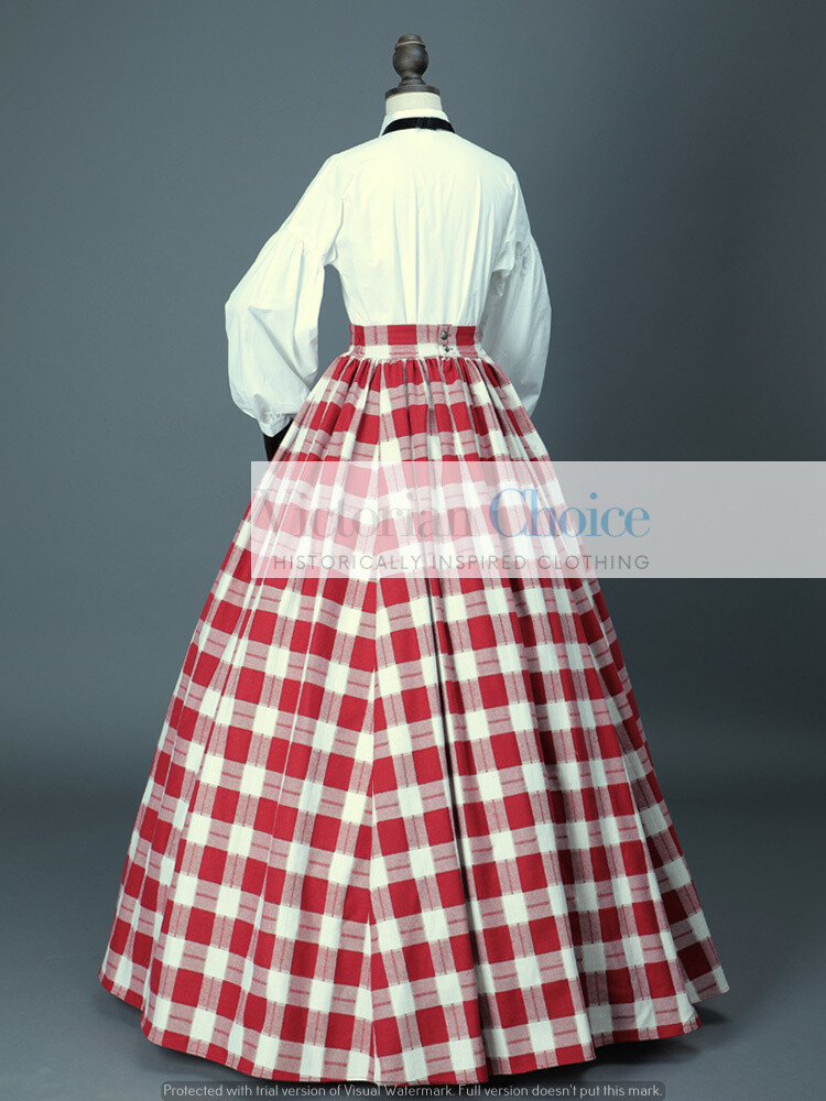 Victorian Civil War Dickens Tartan Day Dress Pioneer Women Theater Costume 314