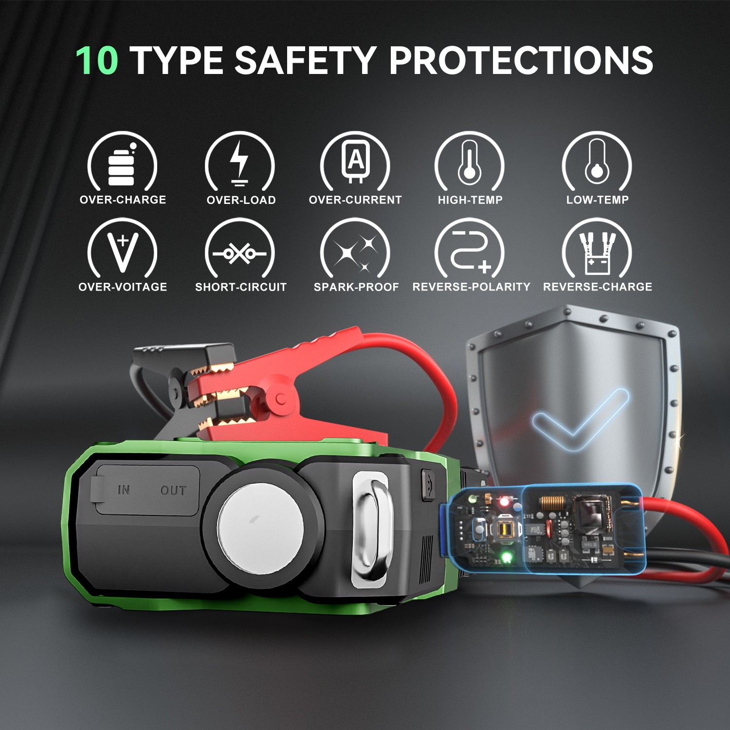 Featou 8000A Car Jump Starter with Air compresso Power Bank Battery Charger 12V