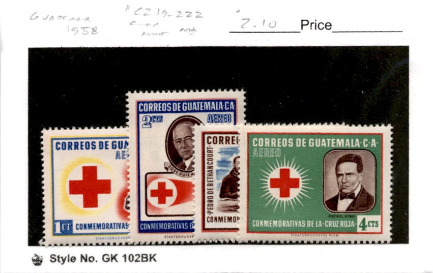 Guatemala Postage Stamp, #C219-C222 Mint NH, 1958 Red Cross (AB)