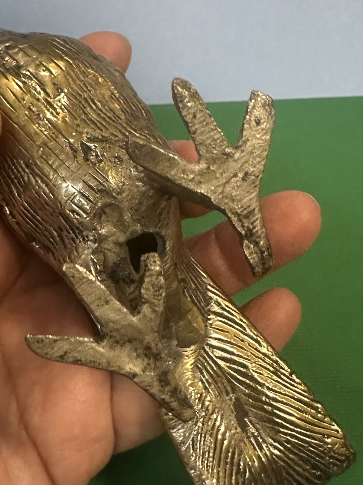 Vintage Solid Brass Bird Ronin? Figurine Peep