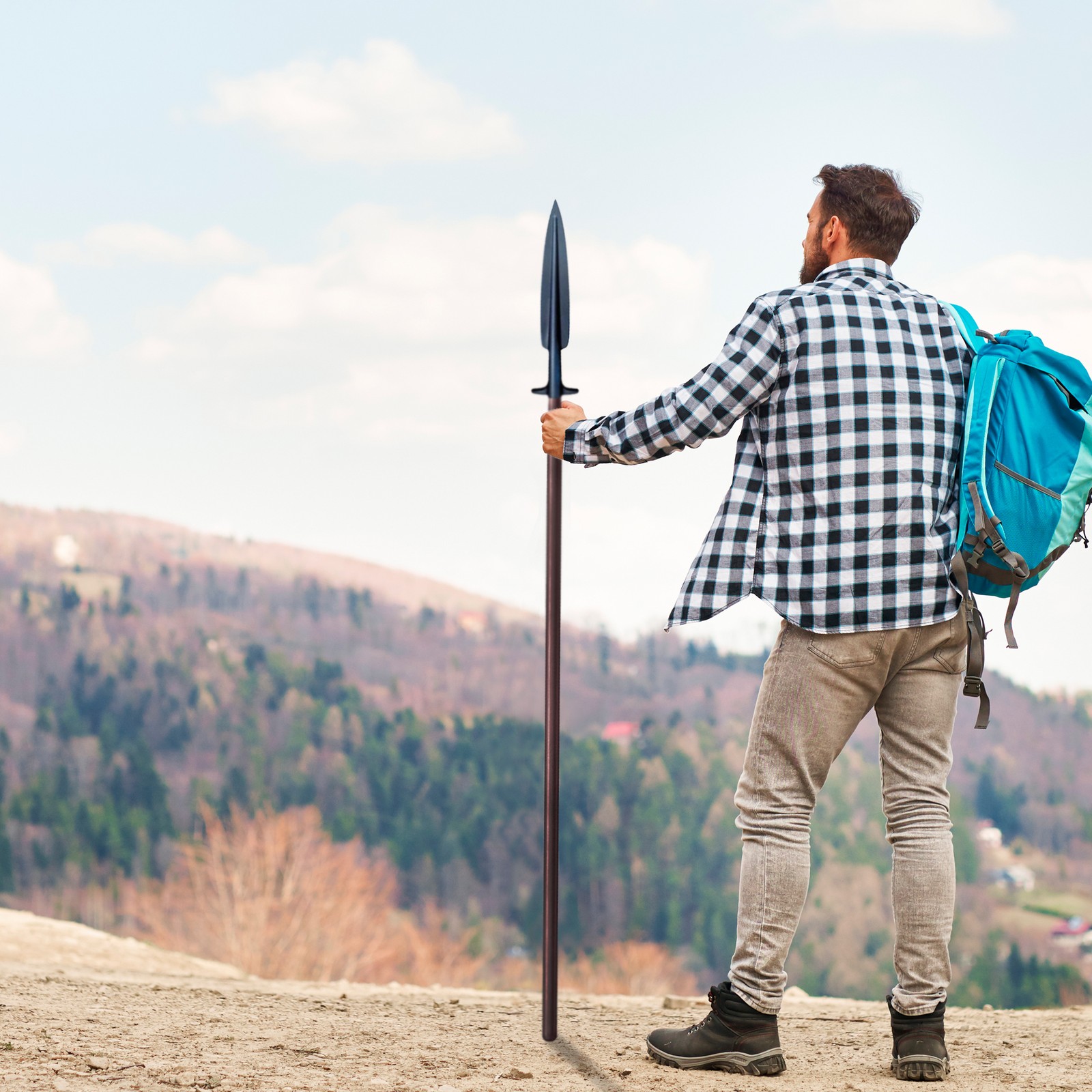 Cold Steel Med Carbon SK 5 Steel Boar Hunting Spear w/Secure Ex Sheath