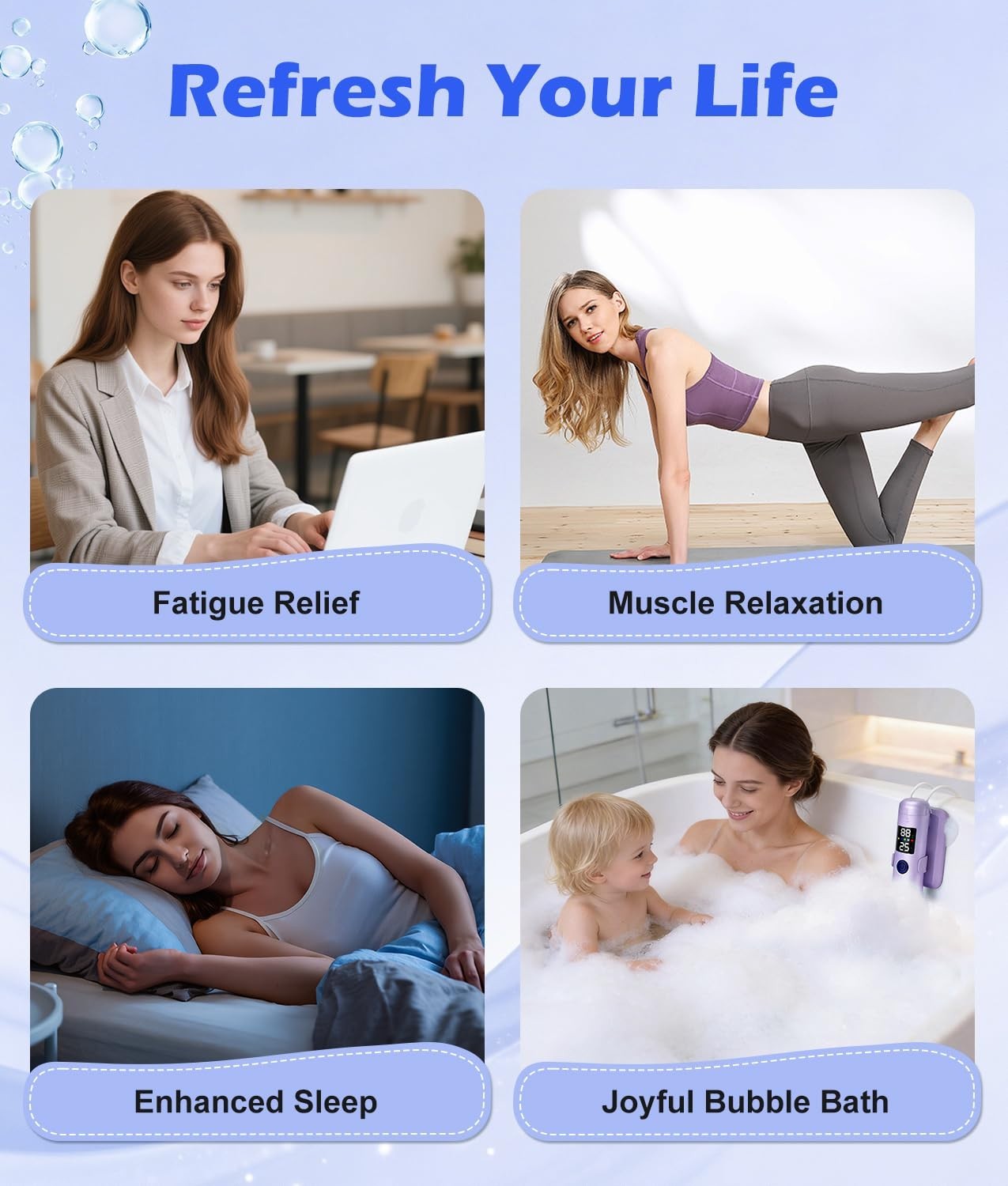 Bath Jet Spa for Tub, 10400mAh Rechargeable 5-Level Bathtub Jet with LED Display