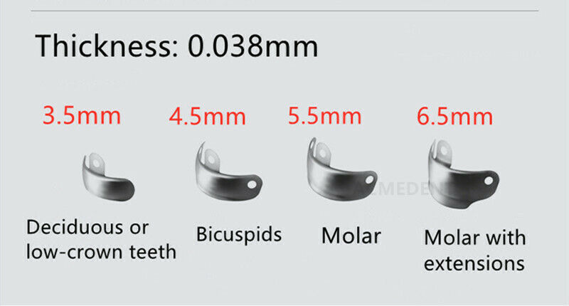 Dental Sectional Matrix Contoured Matrice Fits Triodent Clip Ring Matrices 32Pc
