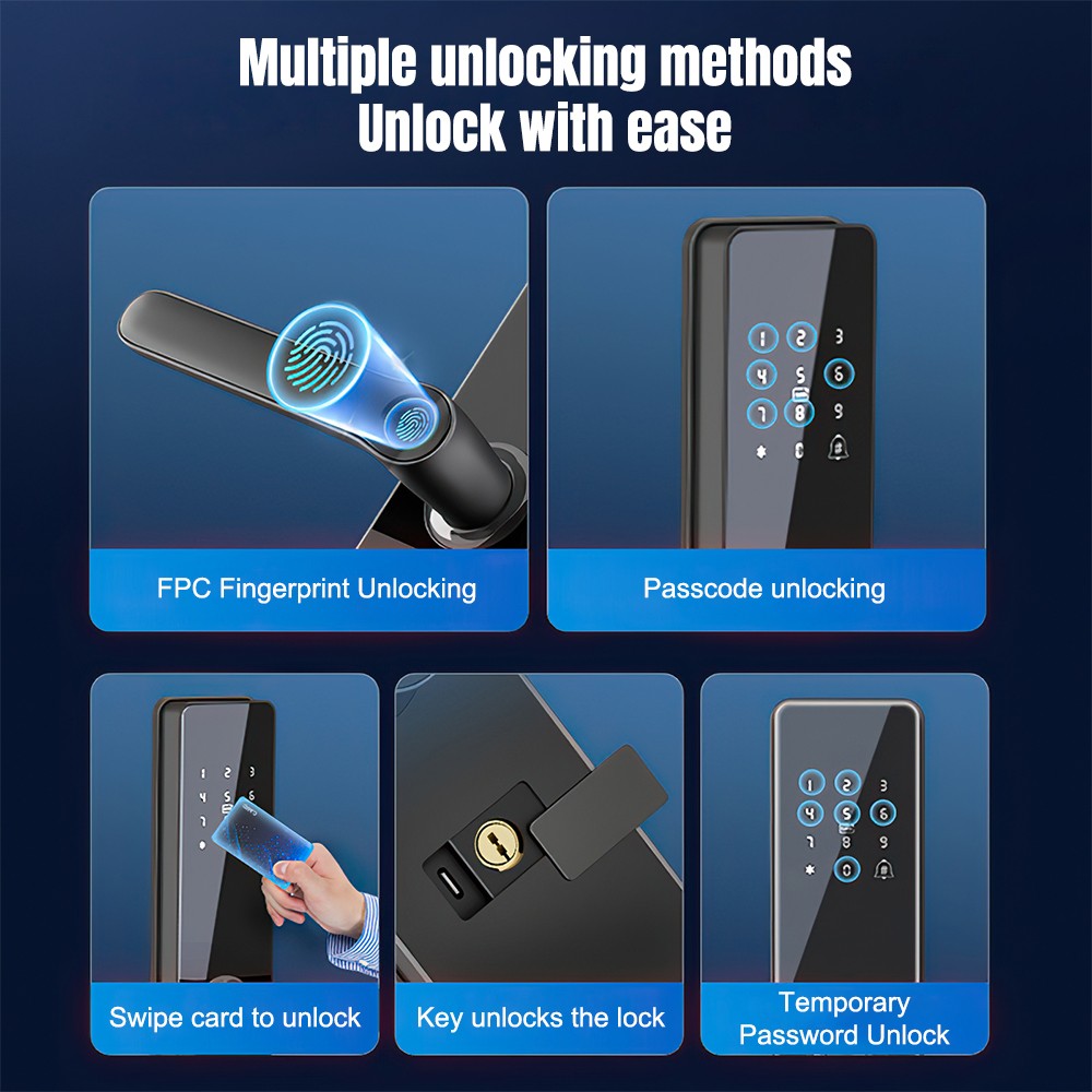 7-in-1 Smart Door Lock Wifi Biometric Fingerprint Touch Password Keyless Keypad