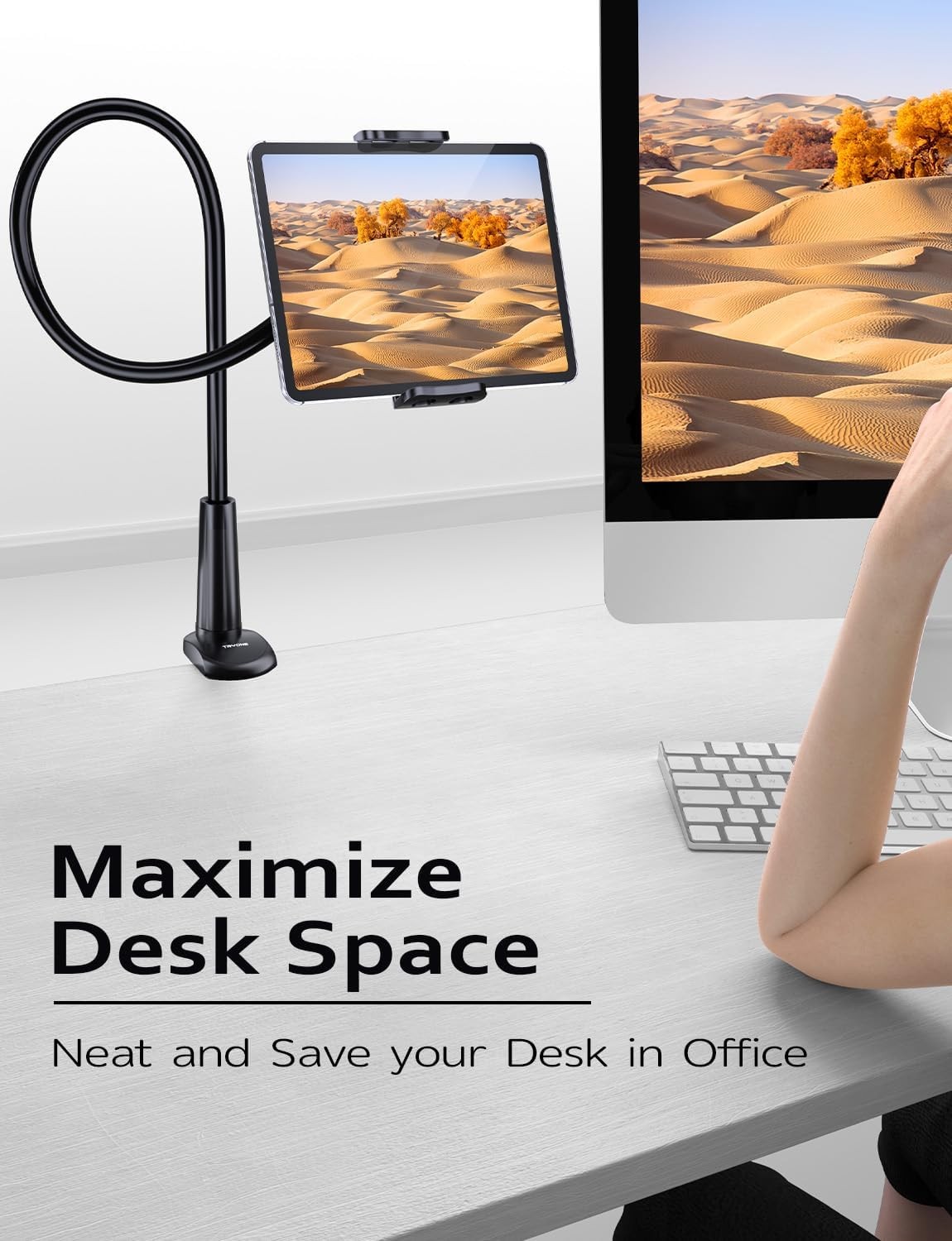 Gooseneck Tablet Holder Stand for Bed Adjustable Flexible Arm Tablets Mount