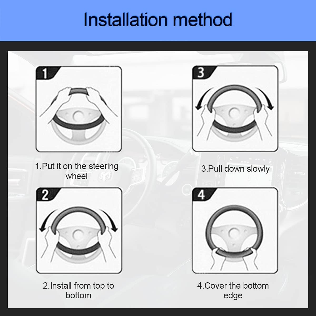 15" Car Steering Wheel Cover Carbon Leather For Honda Civic / Accord / CR-V CRV