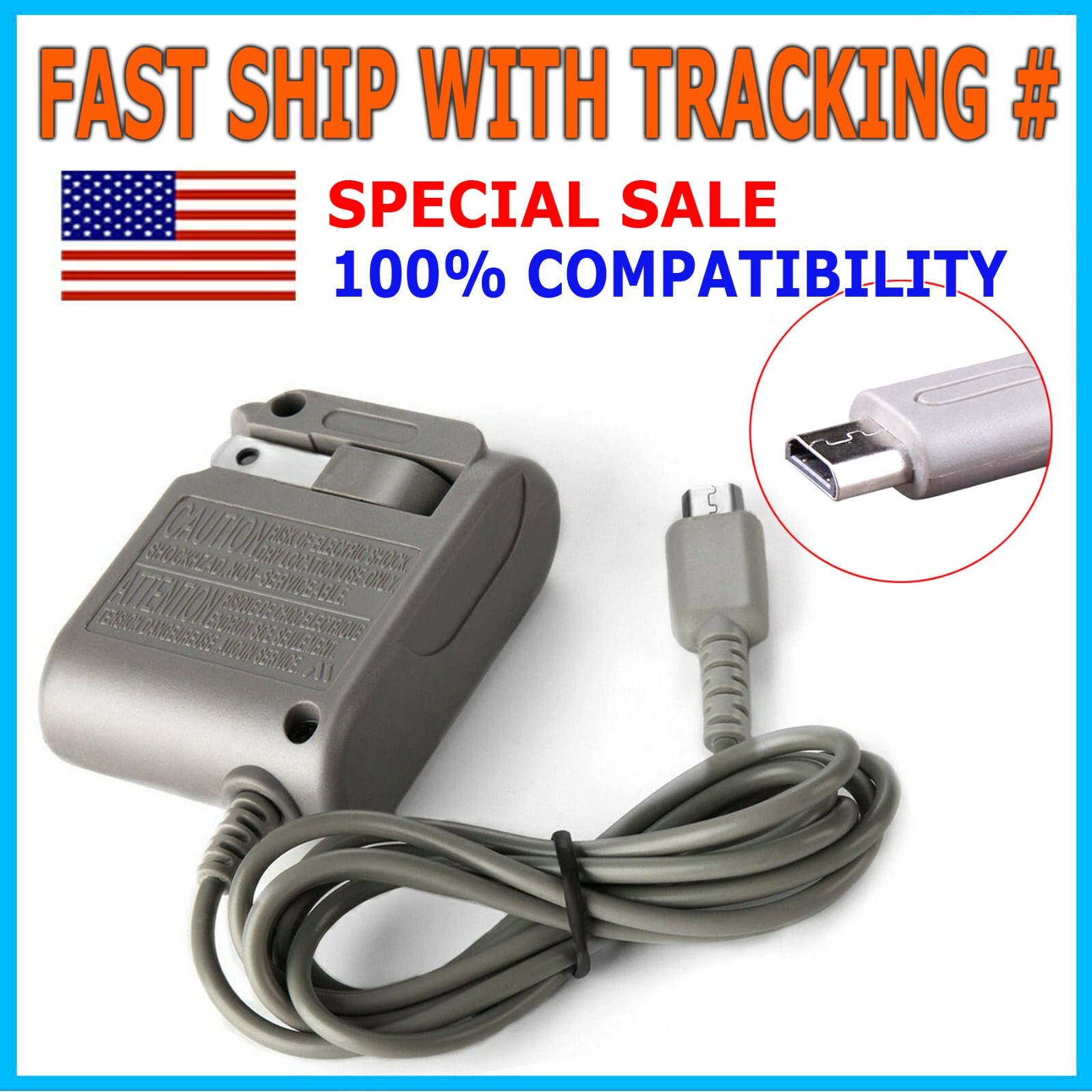 Ds Lite/DSL/NDS lite/NDSL New AC Adapter Home Wall Charger Cable for Nintendo