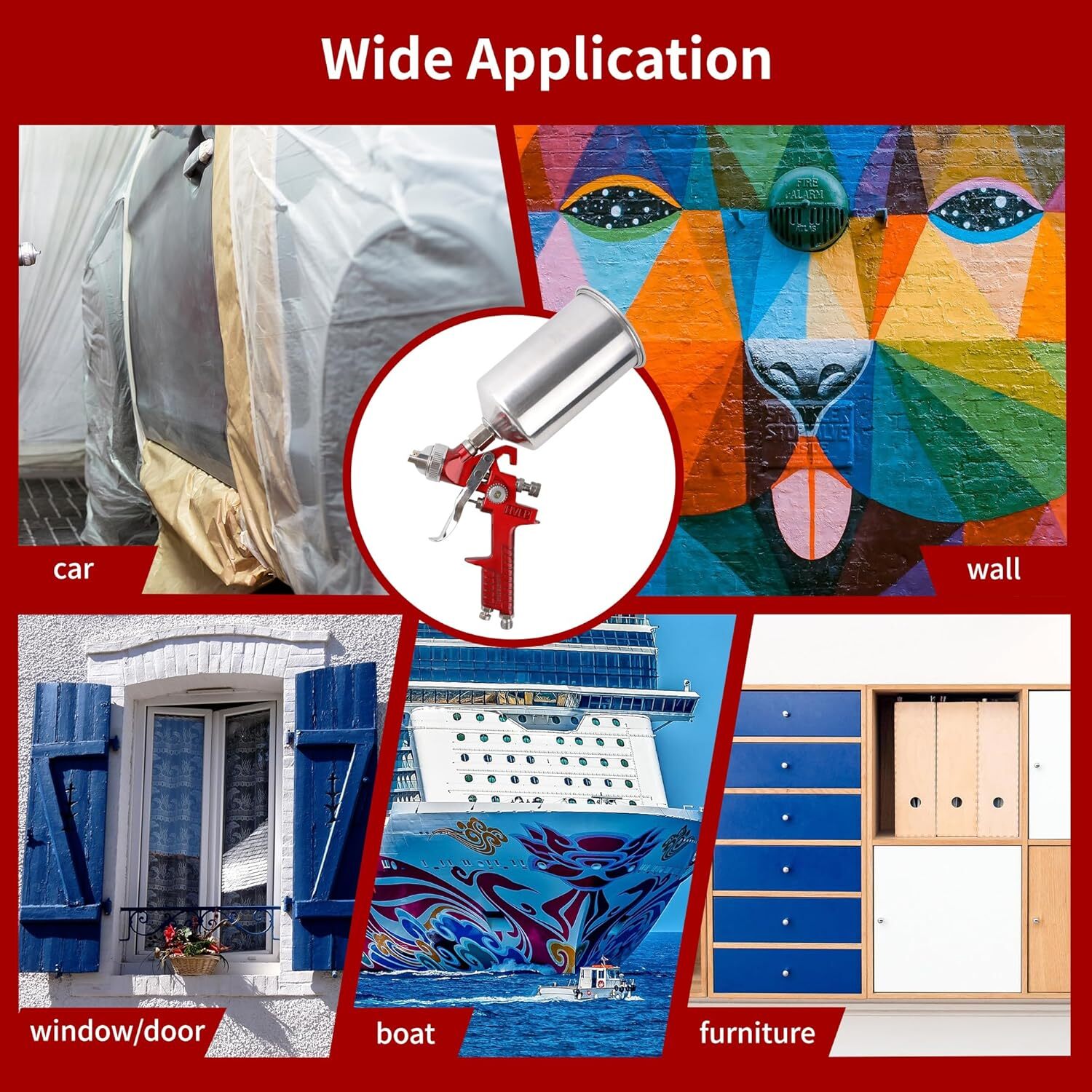 HVLP Air Paint Spray Gun Kits Gravity Feed Car Auto Primer 1.4/1.7/2.0MM Nozzles