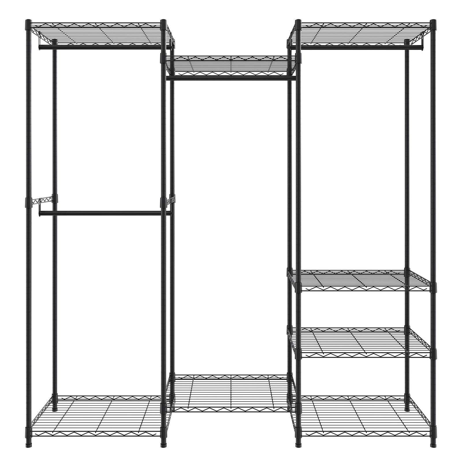 VEVOR Clothes Rack Rolling Clothing Garment Rack 4 Hang Rods & 8 Storage Tiers