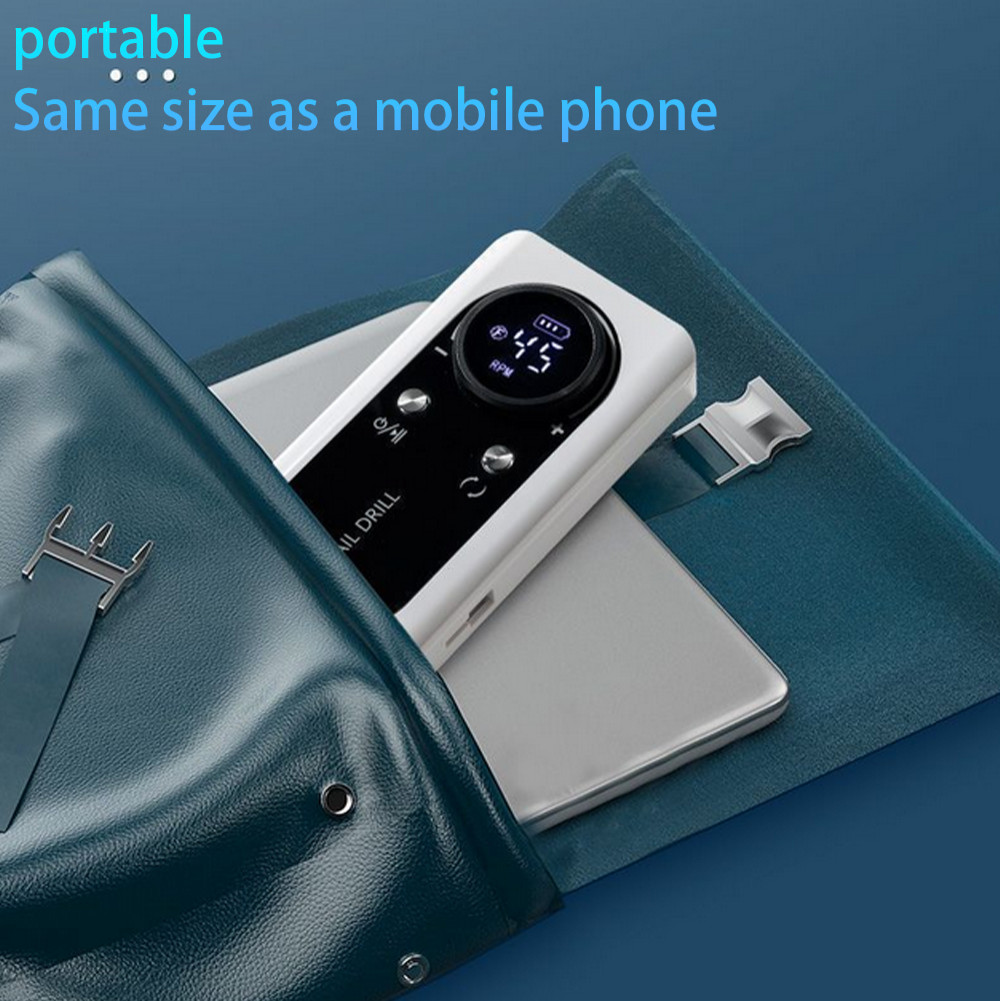 45000RPM Electric Portable Nail Drill Machine Rechargeable Low Noise Sander File