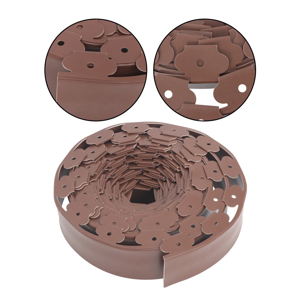 66FT 4” No Dig Lawn Border L-shaped Brown Garden Edging Kit W/ 60 Spike Plastic