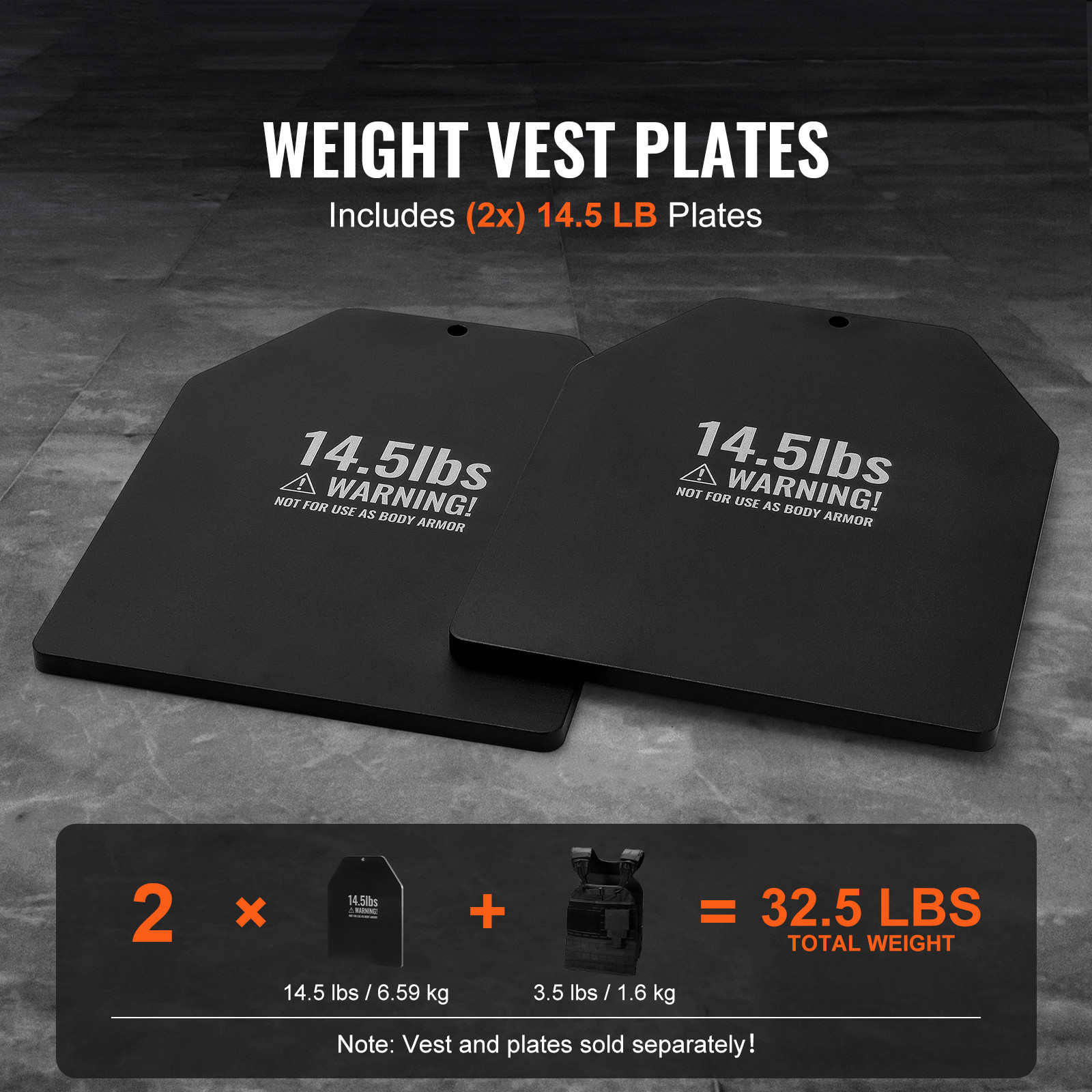 Weight Vest Plates for Strength Training Running Workout 2x14.5 LB Plates