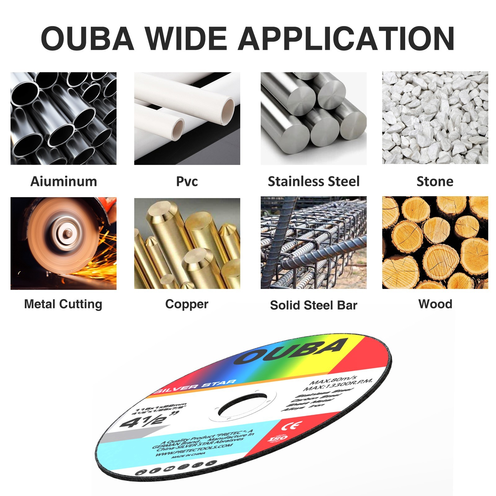 55-Pack Cut Off Wheels 4-1/2" x 7/8" Angle Grinder Metal Cutting Disc Stainless