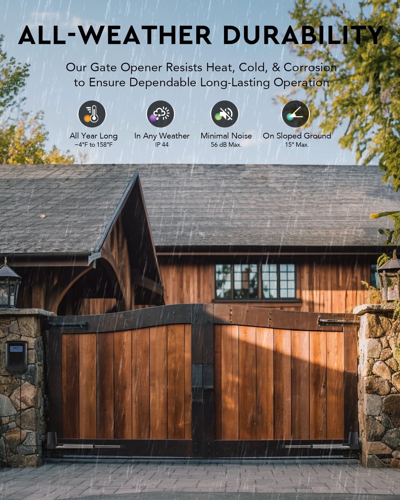 CO-Z Automatic Dual Swing Gate Opener with Remote Controls for 20ft 1300lb Gates