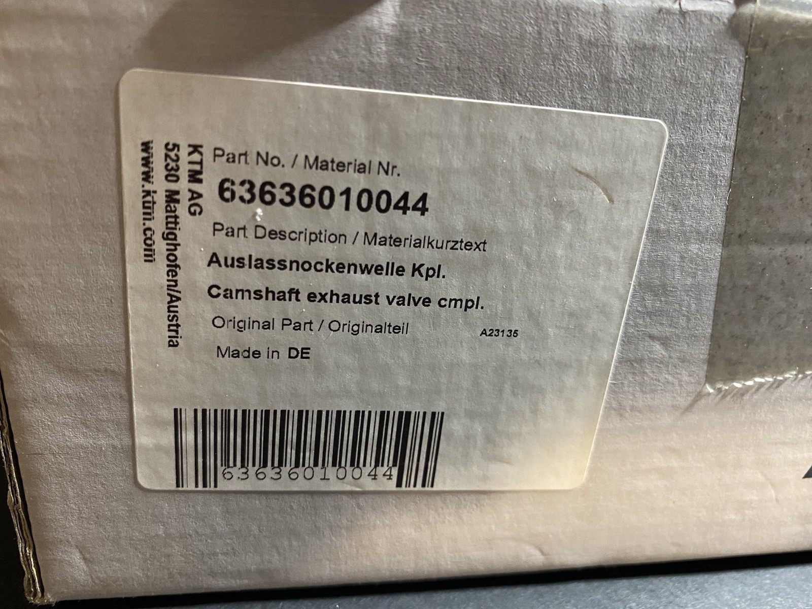 Ktm 890 Duke Camshaft Exhaust Valve 63636010044 Oem 2021+