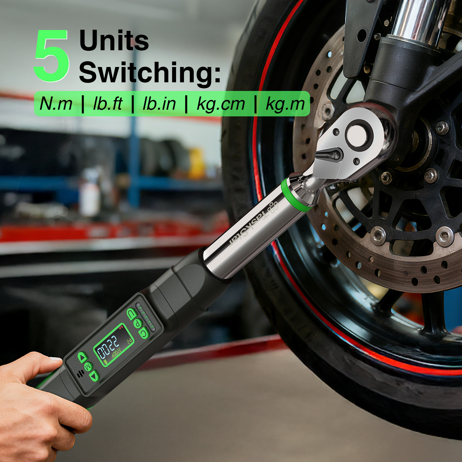 Taskstar Digital Torque Wrench 3/8 Drive 0–162 ft-lbs/ 0-220N.M ±2% Accuracy