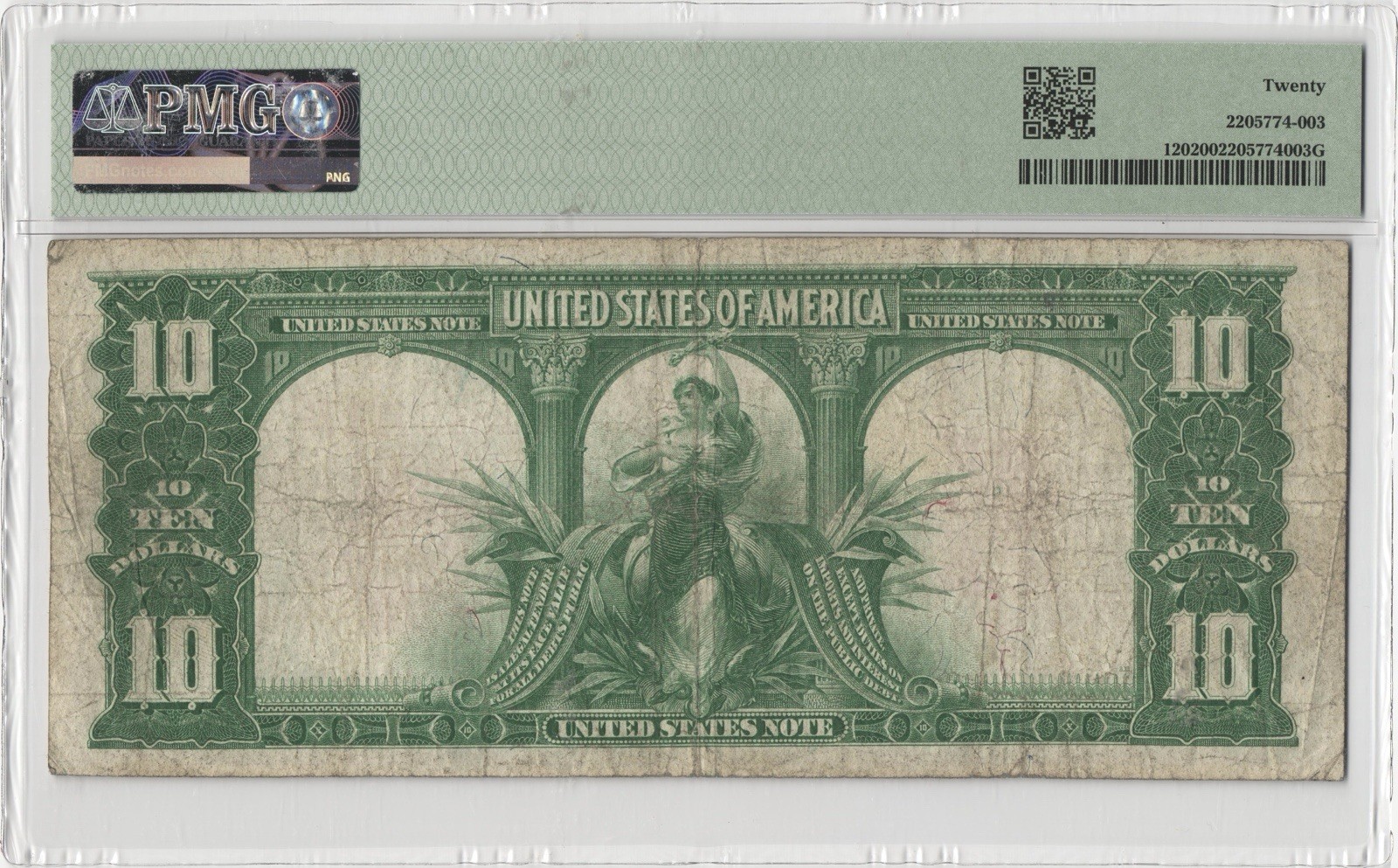 Fr.120 1901 Bison $10 Legal Tender Note PMG Very Fine 20