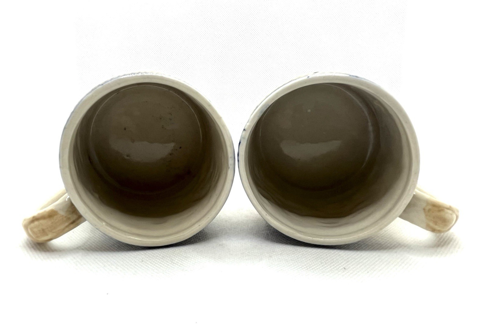 Vintage Ceramic Beer Mugs Cobalt Blue 2 Men In Tavern Scene & Wheat Japan 4”