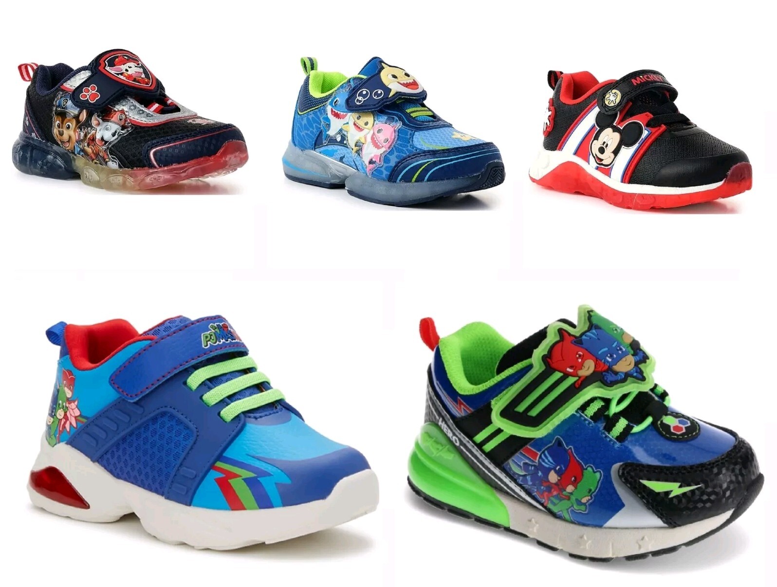 Paw Patrol, Baby Shark, PJ Masks Toddler Boys Light-up Athletic Sneakers Shoes